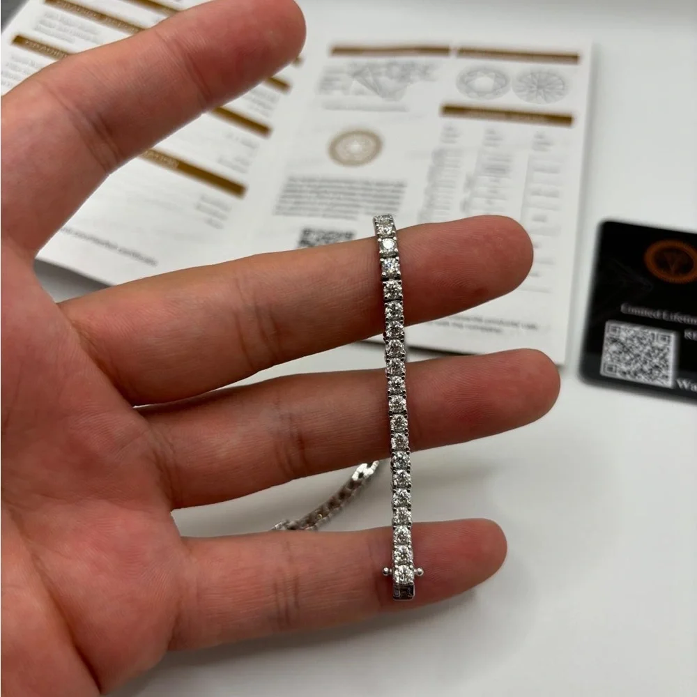 GRA Certified 3mm VVS1 Moissanite D5.50ct Tennis Bracelet 925 Sterling Silver - Picture 1 of 7